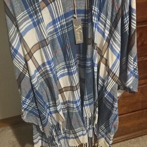 Natural Reflections Blue and Brown Plaid Wrap